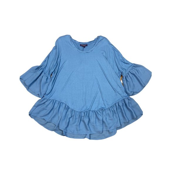Roaman's Tops - *New Roamans Peplum Short Sleeve Top Womens Plus 18/20 Blue 3/4 Bell Sleeves NWT